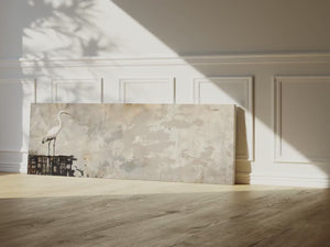 White Heron Panoramic: Heron Painting | Panoramic Wall Art | Bird Art Decor