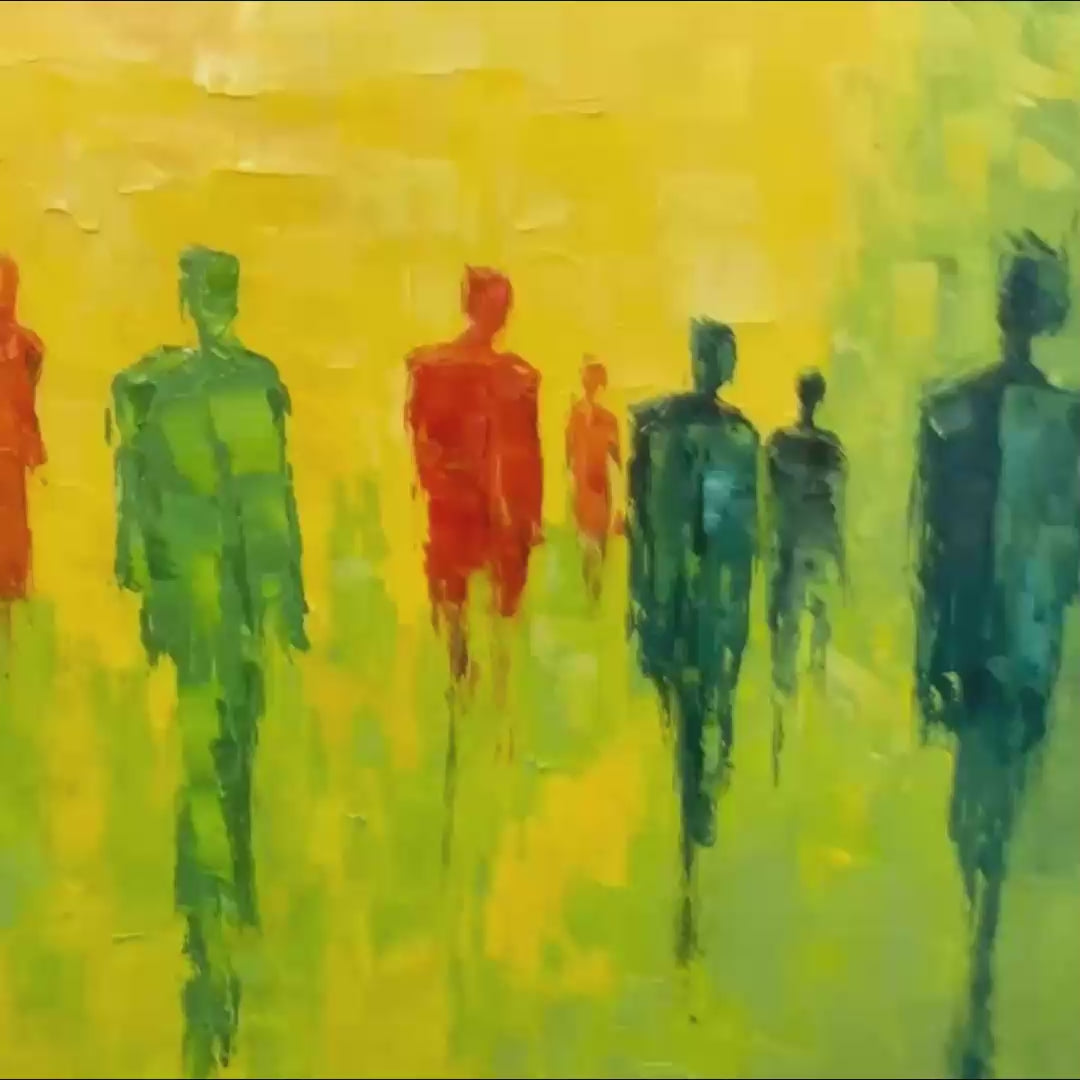 GATHERING LIGHT: Vibrant Abstract Figurative Oil Painting