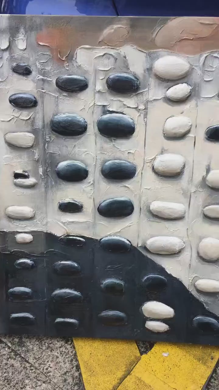 RIVER STONES: Textured Neutral Abstract Oil Painting