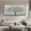 Golden Tree: Textured Tree Painting in Gold and Grey | Tree Decor