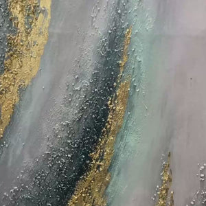 Vertical Abstract Oil Painting with Gold Leaf Accents