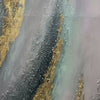 Vertical Abstract Oil Painting with Gold Leaf Accents
