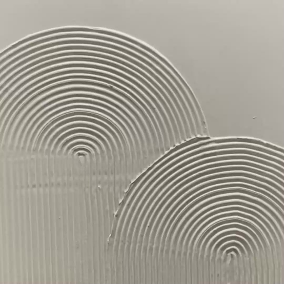 Textured Rainbow minimalist beige painting by Javier Ramirez, modern art for living room and office