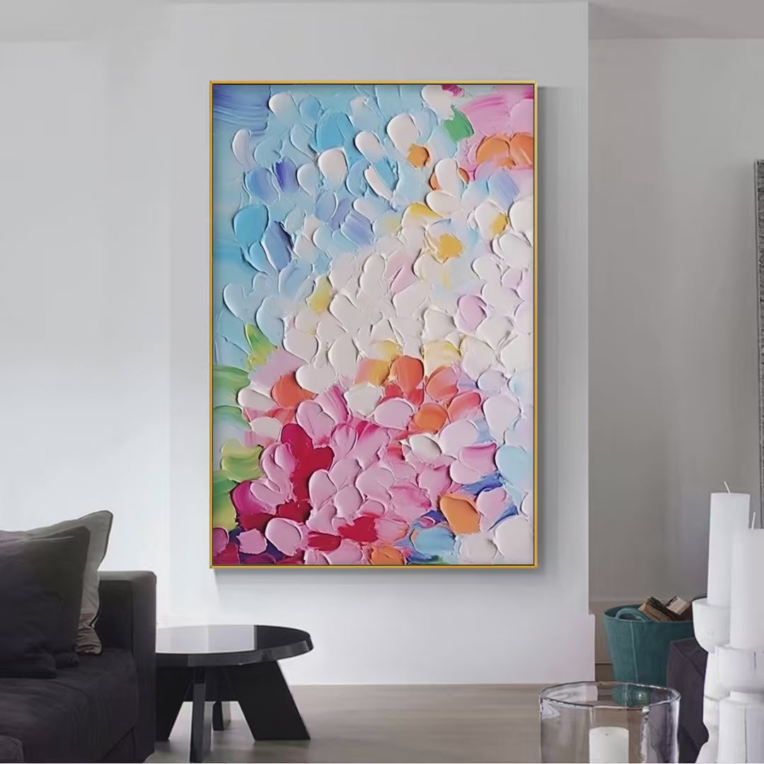 Blooming Bouquet: Textured Impasto Floral Painting in Vibrant Colors | Floral Art