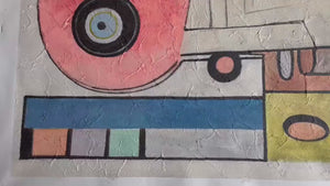 Playful Truck: Whimsical Abstract Painting | Square Wall Art | Modern Decor