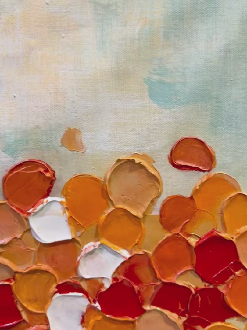 Autumn Whispers: Abstract Landscape Impasto Oil Painting Canvas Wall Art Decor