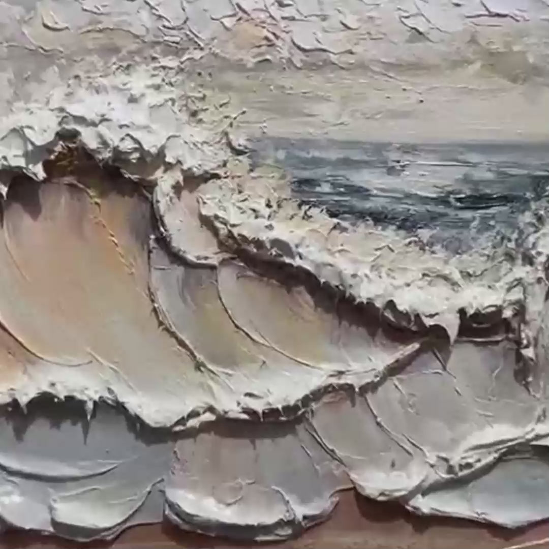 Ocean's Embrace: Original Impasto Coastal Wave Oil Painting - Textured Seascape Wall Art