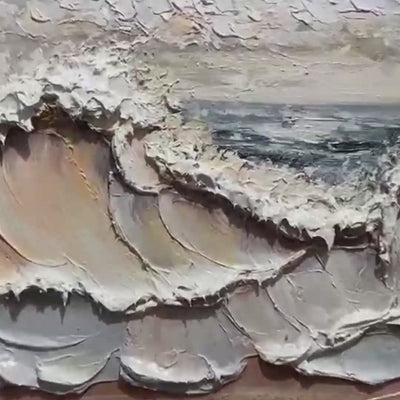 Ocean's Embrace: Original Impasto Coastal Wave Oil Painting - Textured Seascape Wall Art