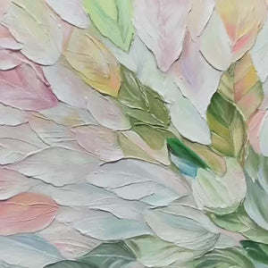Original square textured impasto painting 'Pastel Dream' with soft pastel floral hues.