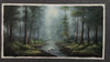 Forest Path: Panoramic Forest Painting | Misty Landscape | Stream | Canvas Wall Art