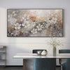 Whispering Blossoms: Textured Beige & White Floral Impasto Painting for Living Room