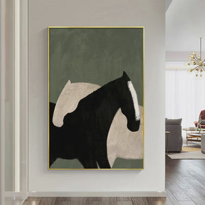Minimalist Horses Abstract Horse Painting Vertical Wall Art Modern Decor