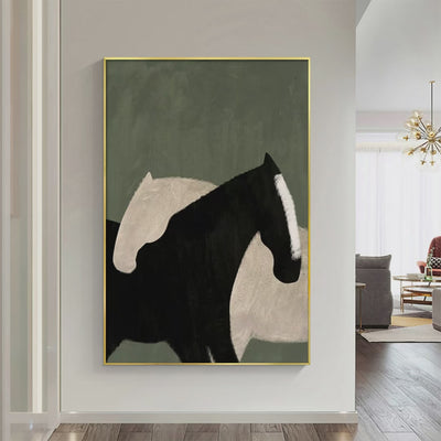 Minimalist Horses Abstract Horse Painting Vertical Wall Art Modern Decor