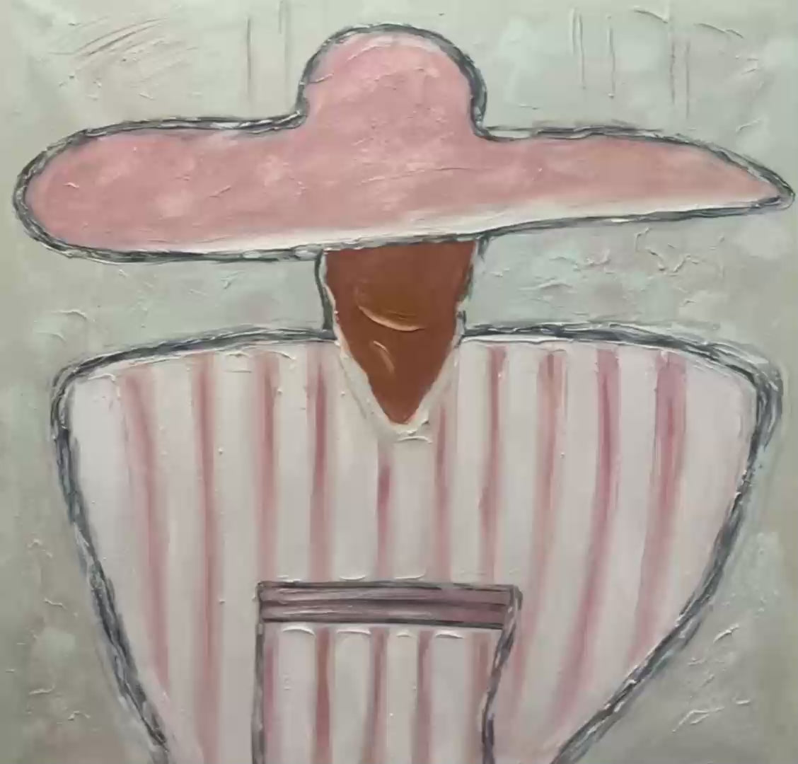 SOMBRERO DUET: Textured Figurative Portrait Diptych