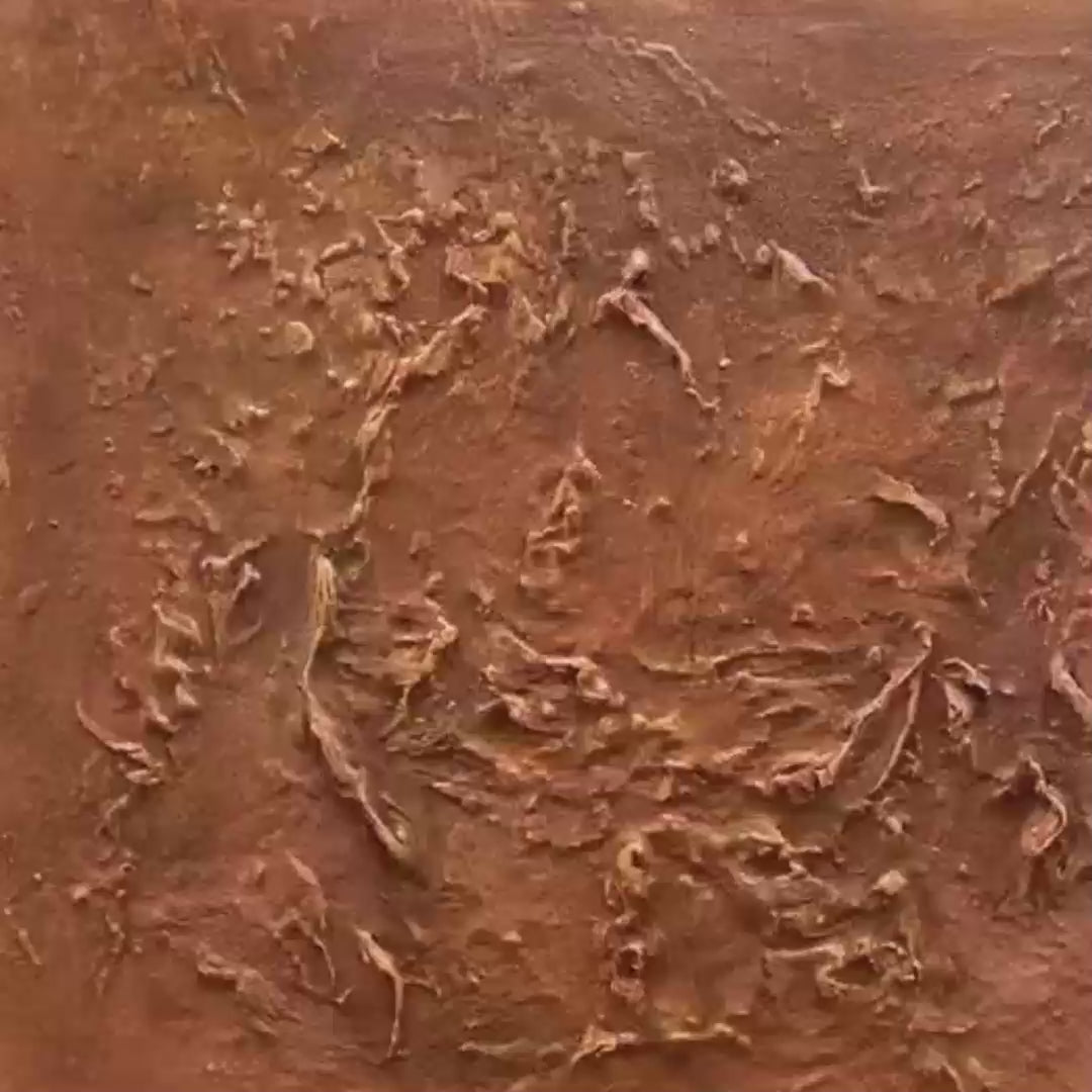 UMBRA Textured Abstract Square Brown Oil Painting