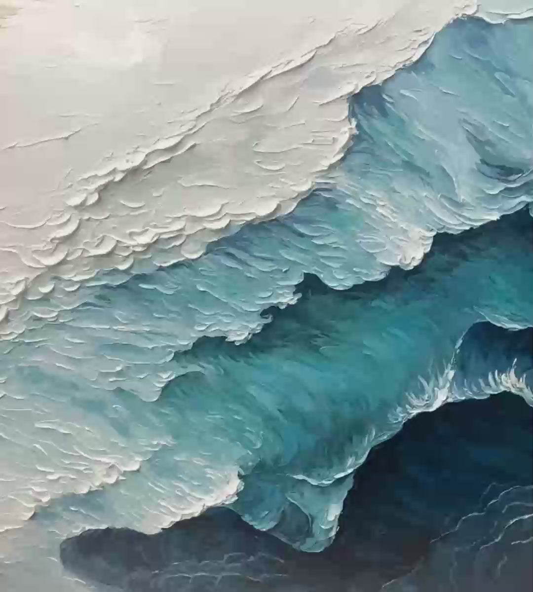 Ready to Ship ｜Ocean Whispers: Blue-White Textured Seascape Wall Art