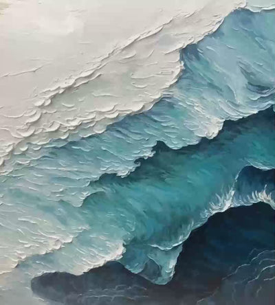 Ready to Ship ｜Ocean Whispers: Blue-White Textured Seascape Wall Art