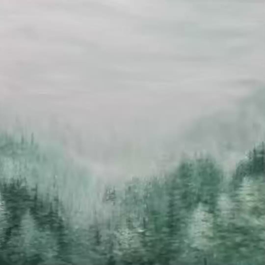 Panoramic Evergreen Forest Landscape Oil Painting