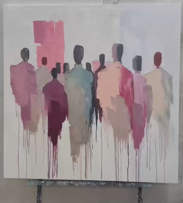 GATHERING_Abstract_Figurative_Palette_Knife_Oil_Painting