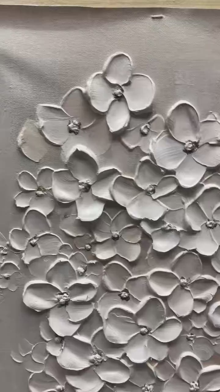 BLOSSOM CASCADE: Textured Wabi Sabi 3D Flower Painting