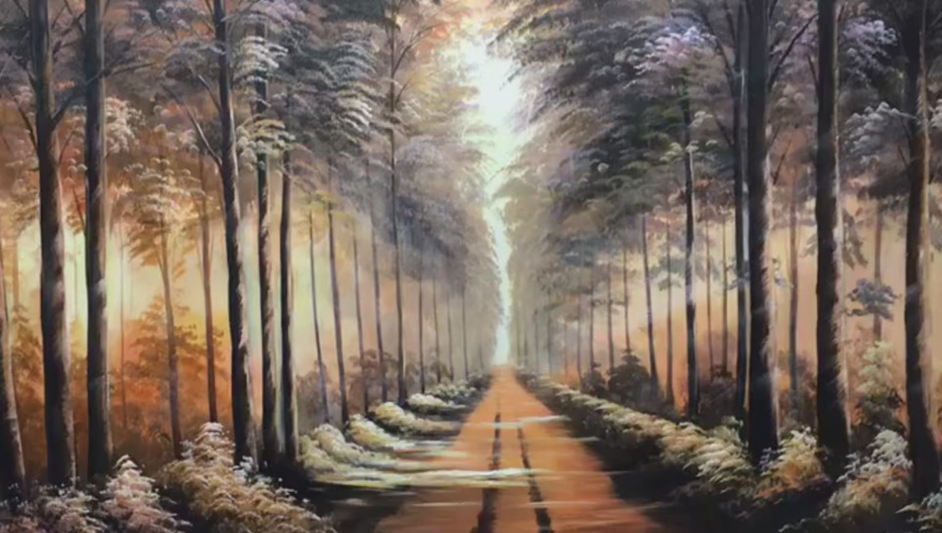 Forest Path: Original Panoramic Forest Oil Painting - Serene Landscape Wall Art