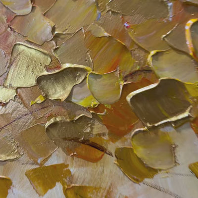 Golden Majesty: Original Textured Impasto Golden Tree Oil Painting - Nature Wall Art