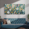 Golden Garden: Textured Floral Painting in Teal and Gold | Floral Decor