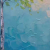 Textured Forest Painting, Impasto Wall Art, Horizontal Canvas, Birch Tree Decor