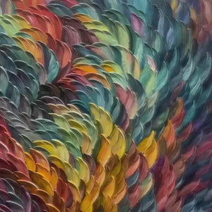 Chroma Whirl: Textured Impasto Oil Painting Canvas Wall Art Decor in Vibrant Multicolor