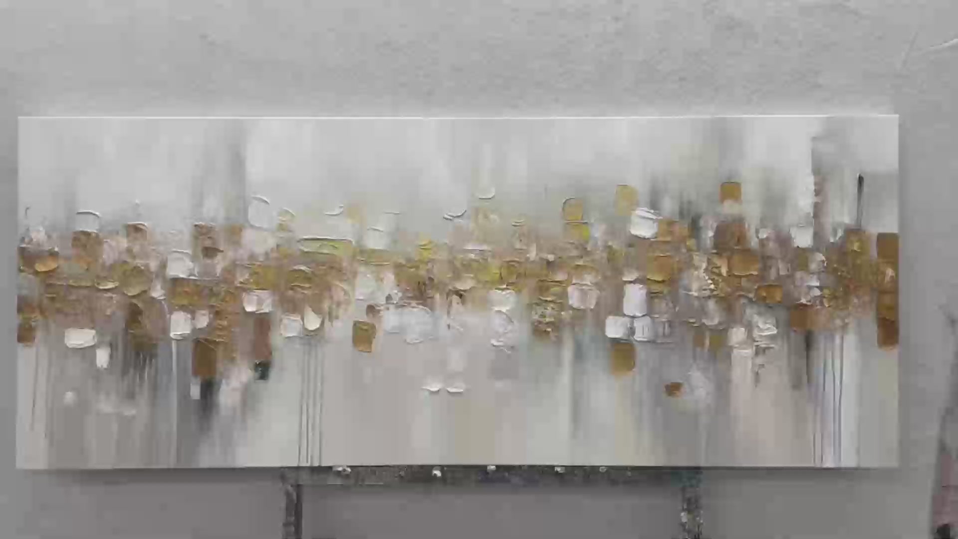 GOLDEN ABSTRACT: Textured Gold and White Abstract Painting