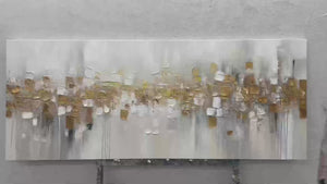 GOLDEN ABSTRACT: Textured Gold and White Abstract Painting