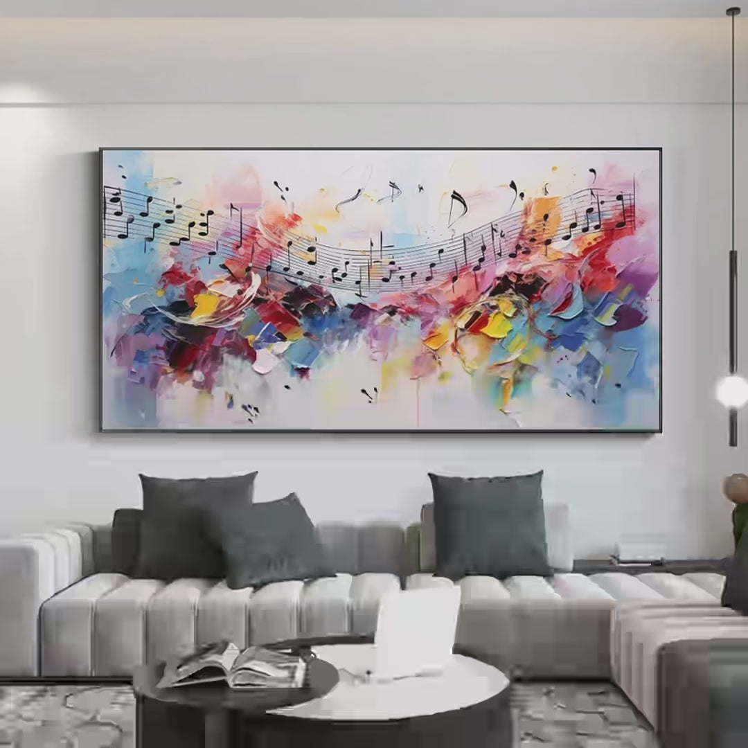 Melody in Color Abstract Painting with Musical Notes Music Decor