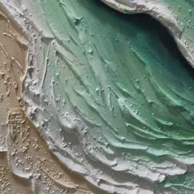 AQUAMARINE RUSH: Textured Impasto Ocean Wave Painting