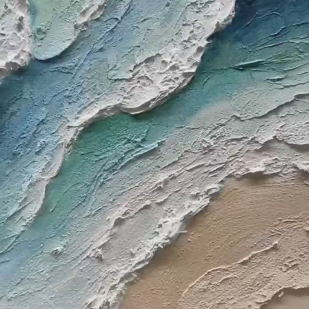 OCEAN'S BREATH: Textured Wabi Sabi Coastal Seascape Painting
