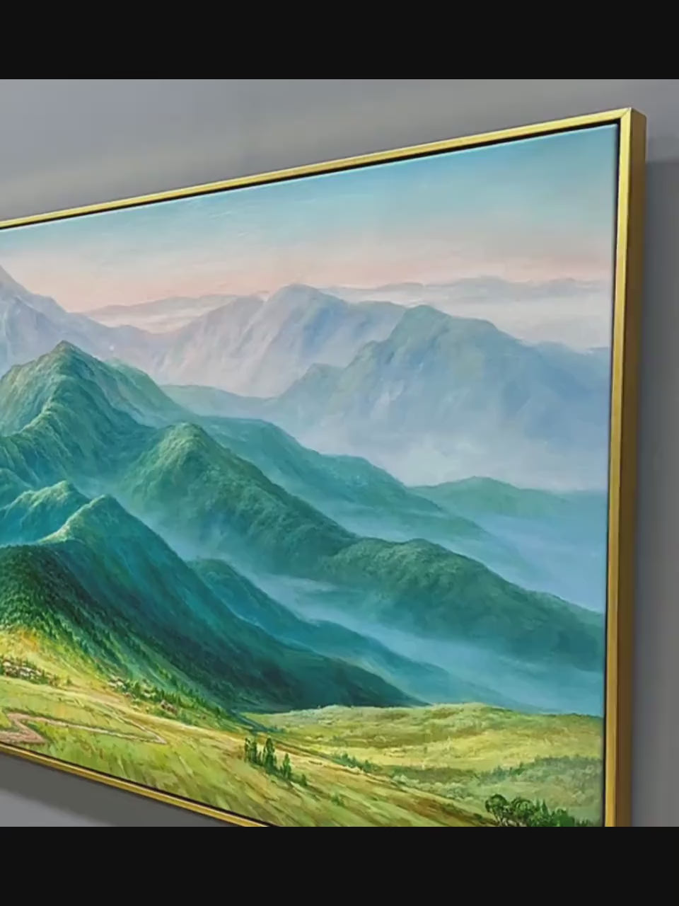 Panoramic Mountain Landscape Oil Painting