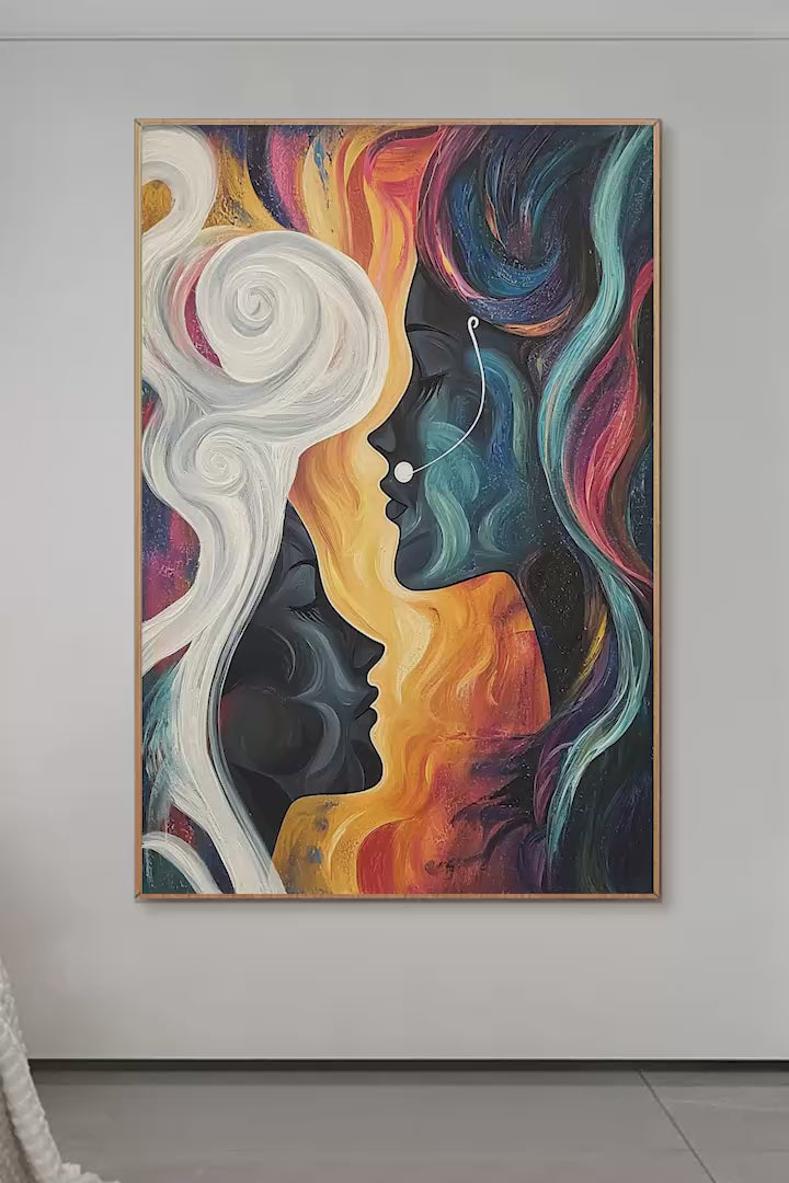 CONNECTED SOULS: Figurative Oil Painting of Two Faces