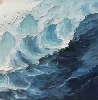 Ready to Ship ｜CRASHING WAVES: Textured Coastal Seascape Oil Painting
