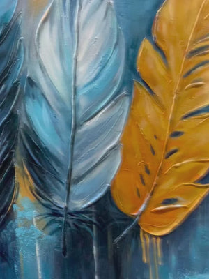 Ethereal Feathers: Original Textured Still Life Oil Painting - Feather Wall Art