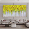Golden Cascade: Textured Yellow Floral Painting on Grey for Elegant Decor