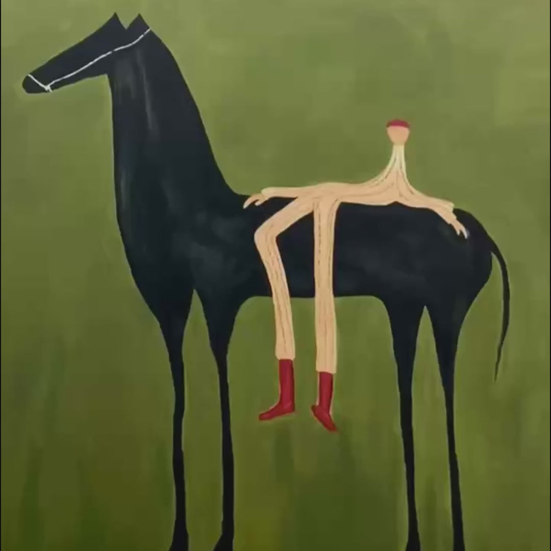THE COMPANION Modern Figurative Painting of a Horse and Rider