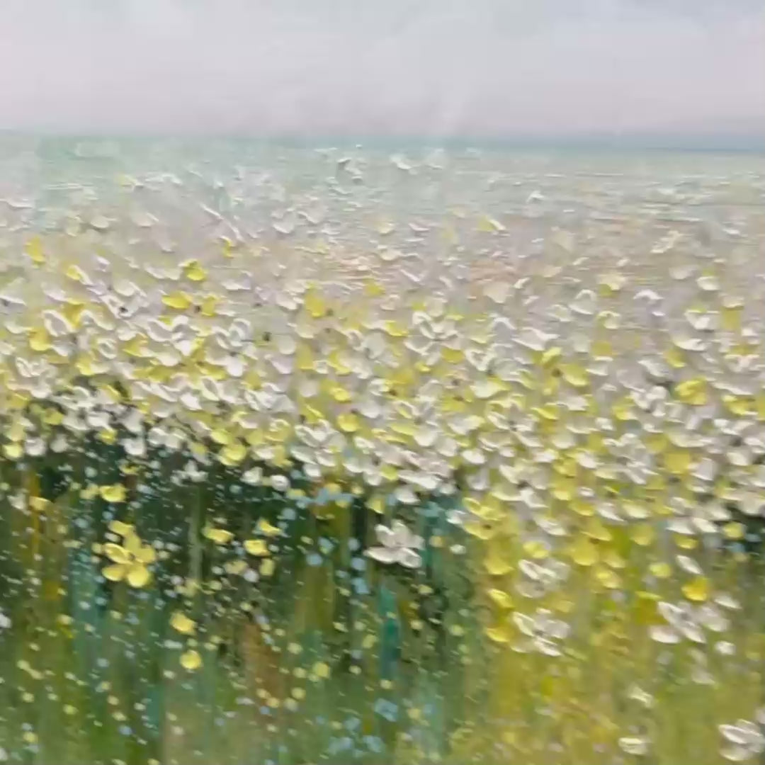 WHISPERING MEADOW,Impressionistic Wildflower Field Oil Painting