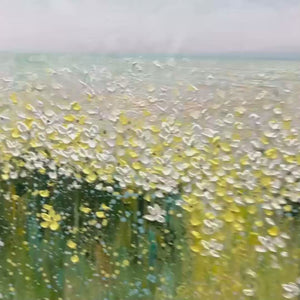 WHISPERING MEADOW,Impressionistic Wildflower Field Oil Painting