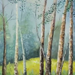 BIRCHLIGHT GLADE-Vertical Forest Landscape Oil Painting