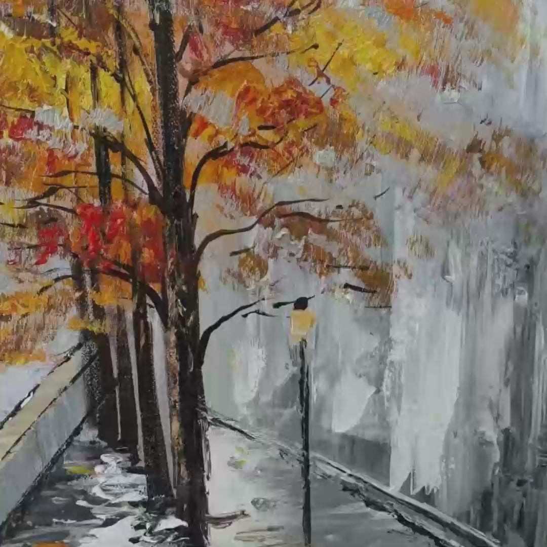 Ready to Ship ｜PARISIAN AUTUMN STROLL: Romantic Cityscape Oil Painting