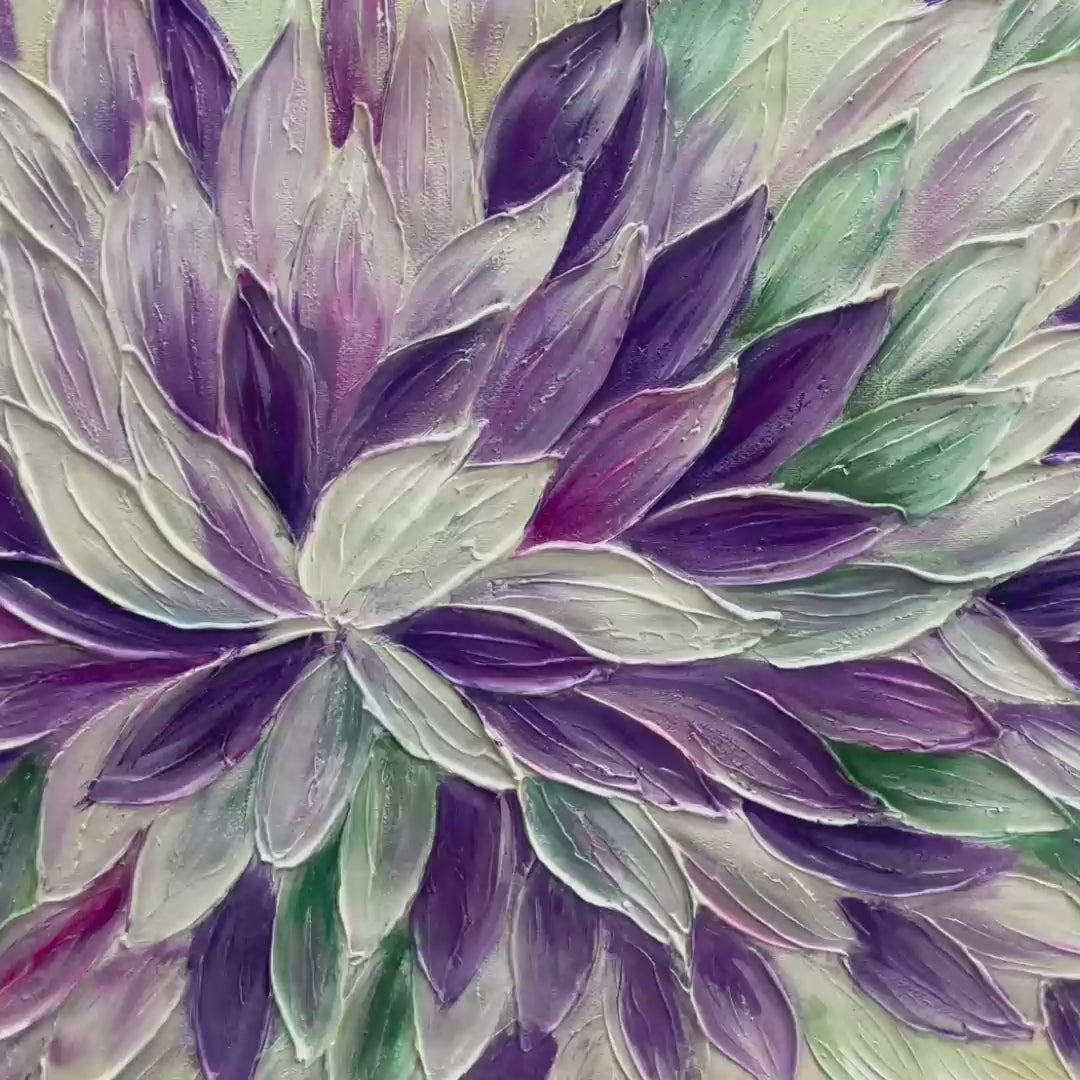 AMETHYST BLOOM Textured Impasto Floral Oil Painting