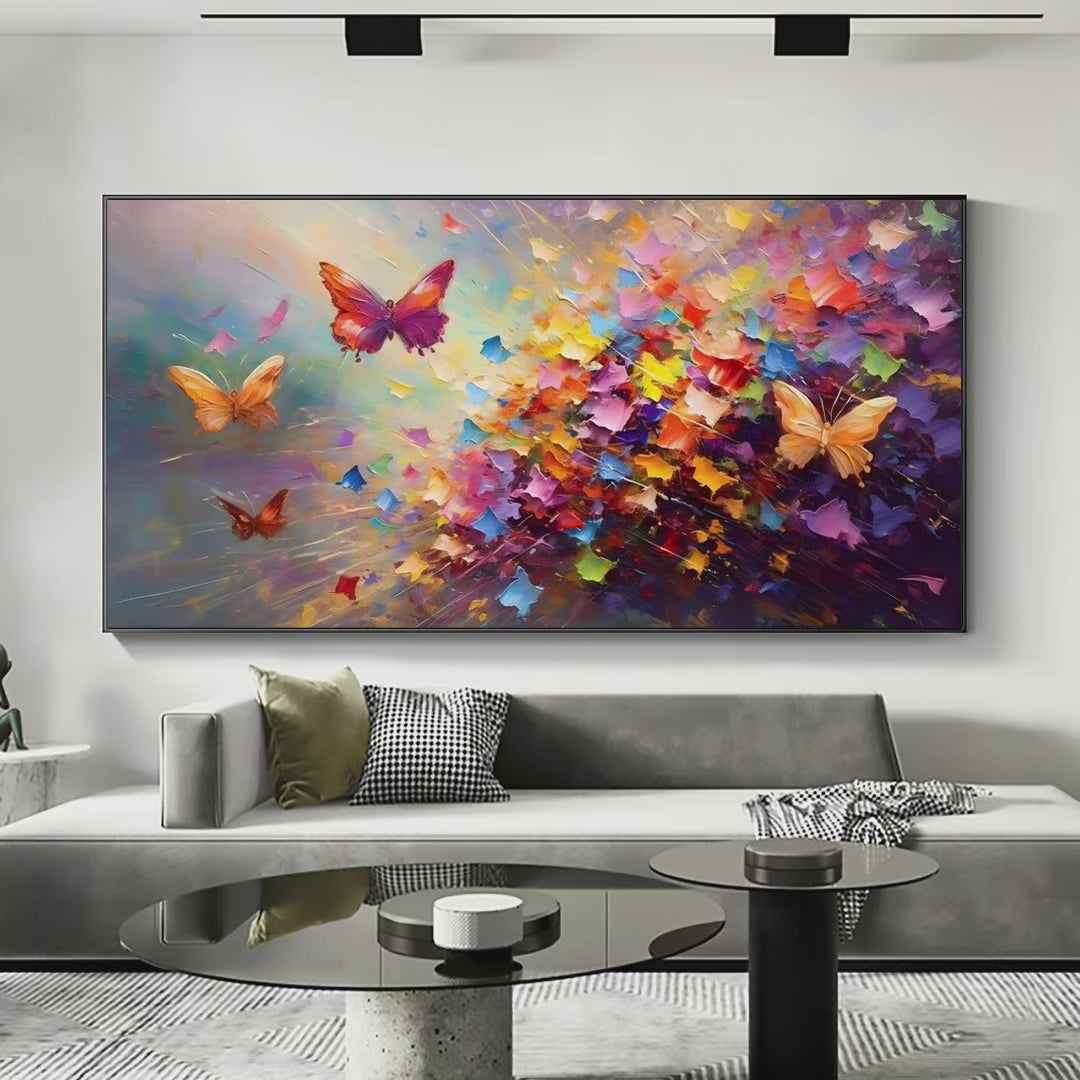Butterfly Flight: Colorful Butterfly Painting on Canvas | Whimsical Wall Art
