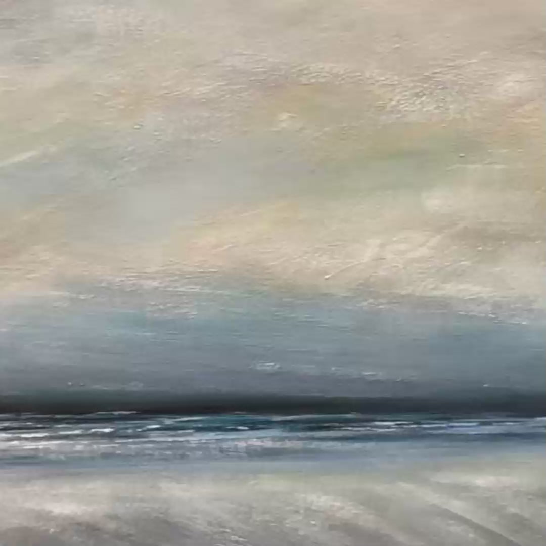 TWILIGHT COAST: Panoramic Coastal Landscape Painting, Horizontal Wall Art