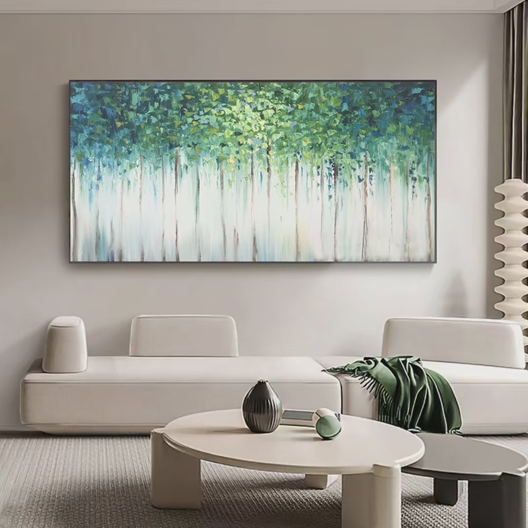 Emerald Forest: Abstract Forest Painting in Green and Blue | Forest Decor