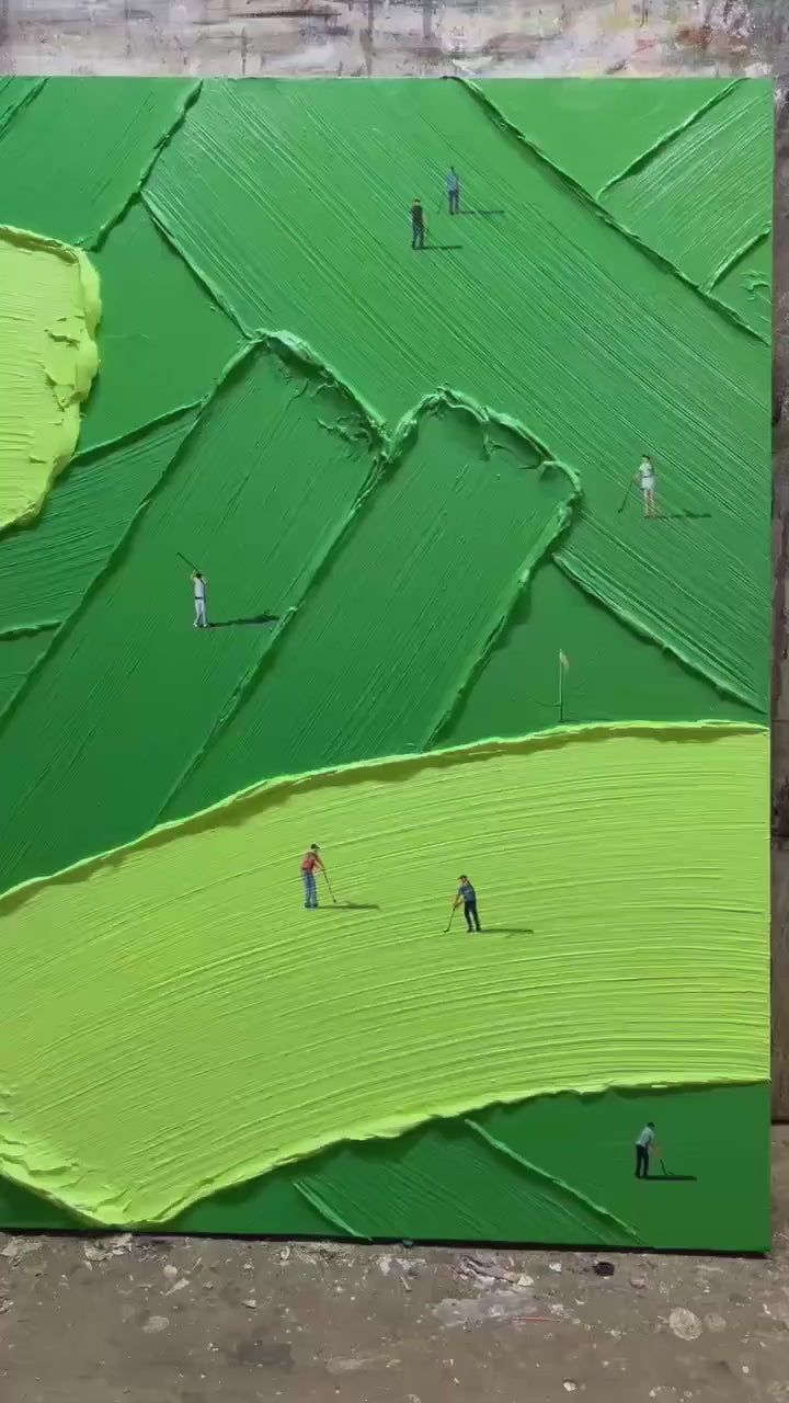 EMERALD FAIRWAY: Textured Impasto Golf Scene Painting