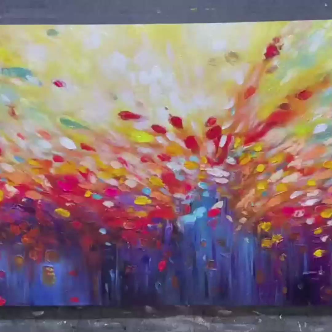 Radiant Dawn: Abstract Oil Painting | Colorful | Sunrise | Vertical